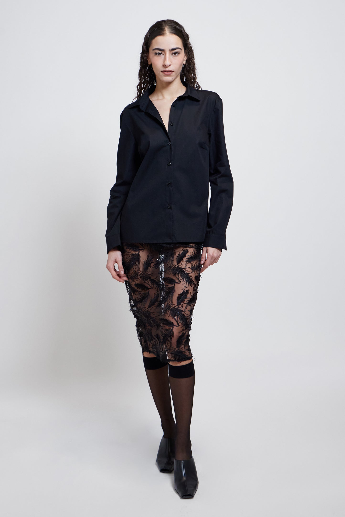 The Raven Sheer Embroidered Skirt