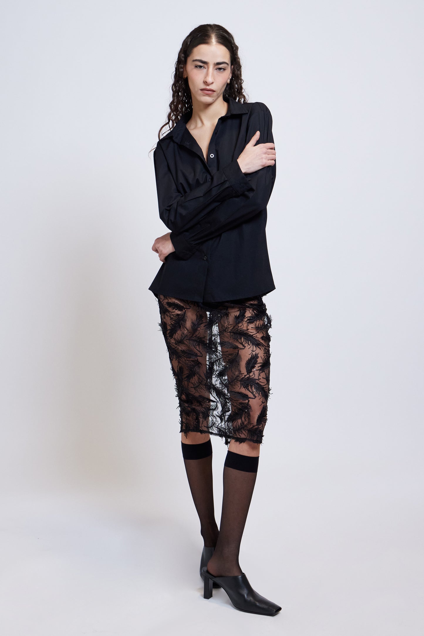The Raven Sheer Embroidered Skirt