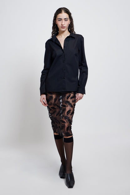 The Raven Sheer Embroidered Skirt