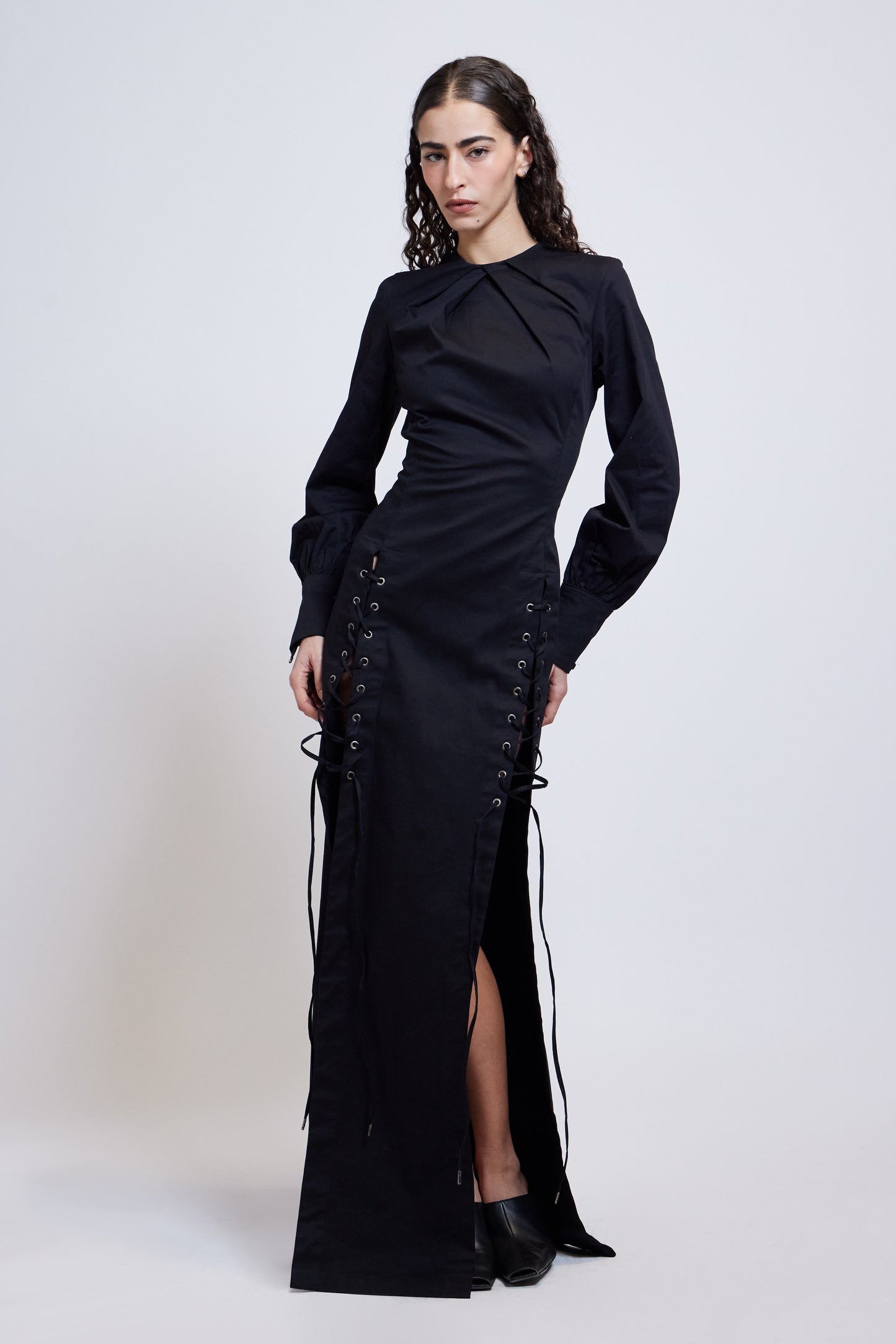 The Obsidian Lace-up Maxi Dress