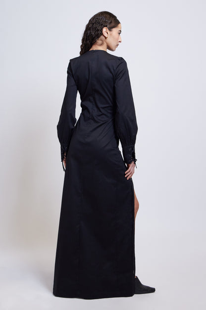 The Obsidian Lace-up Maxi Dress