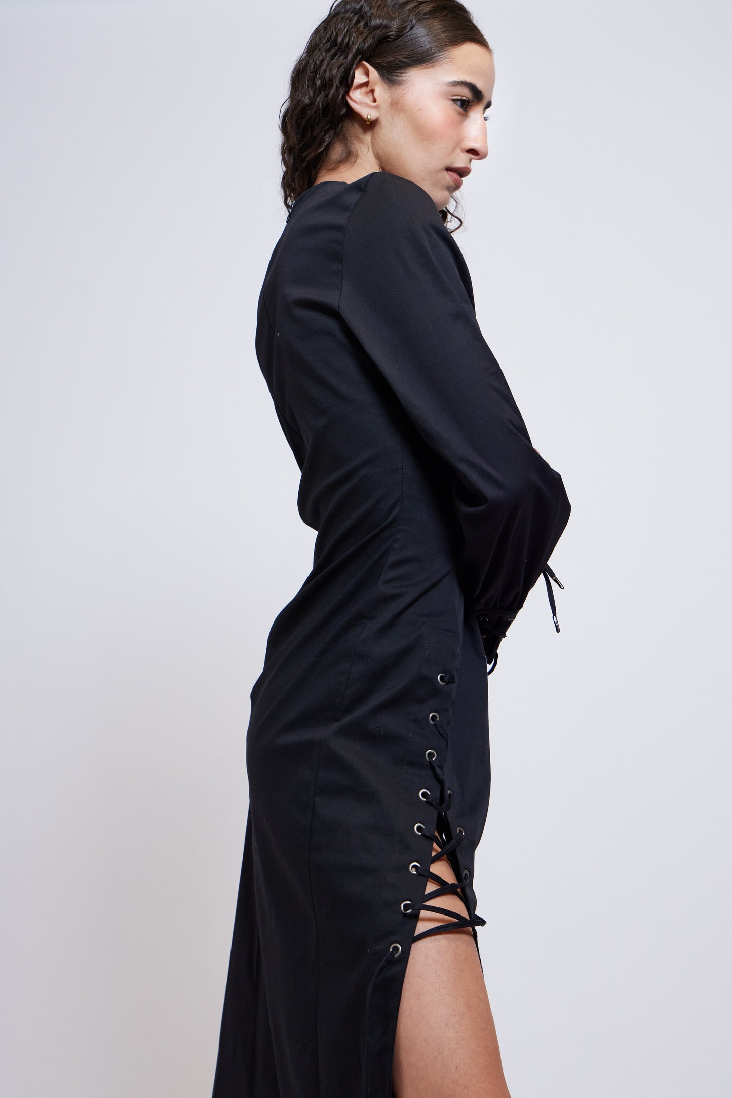 The Obsidian Lace-up Maxi Dress