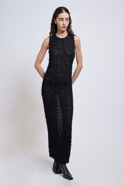 The Midnight Textured Sheer Dress