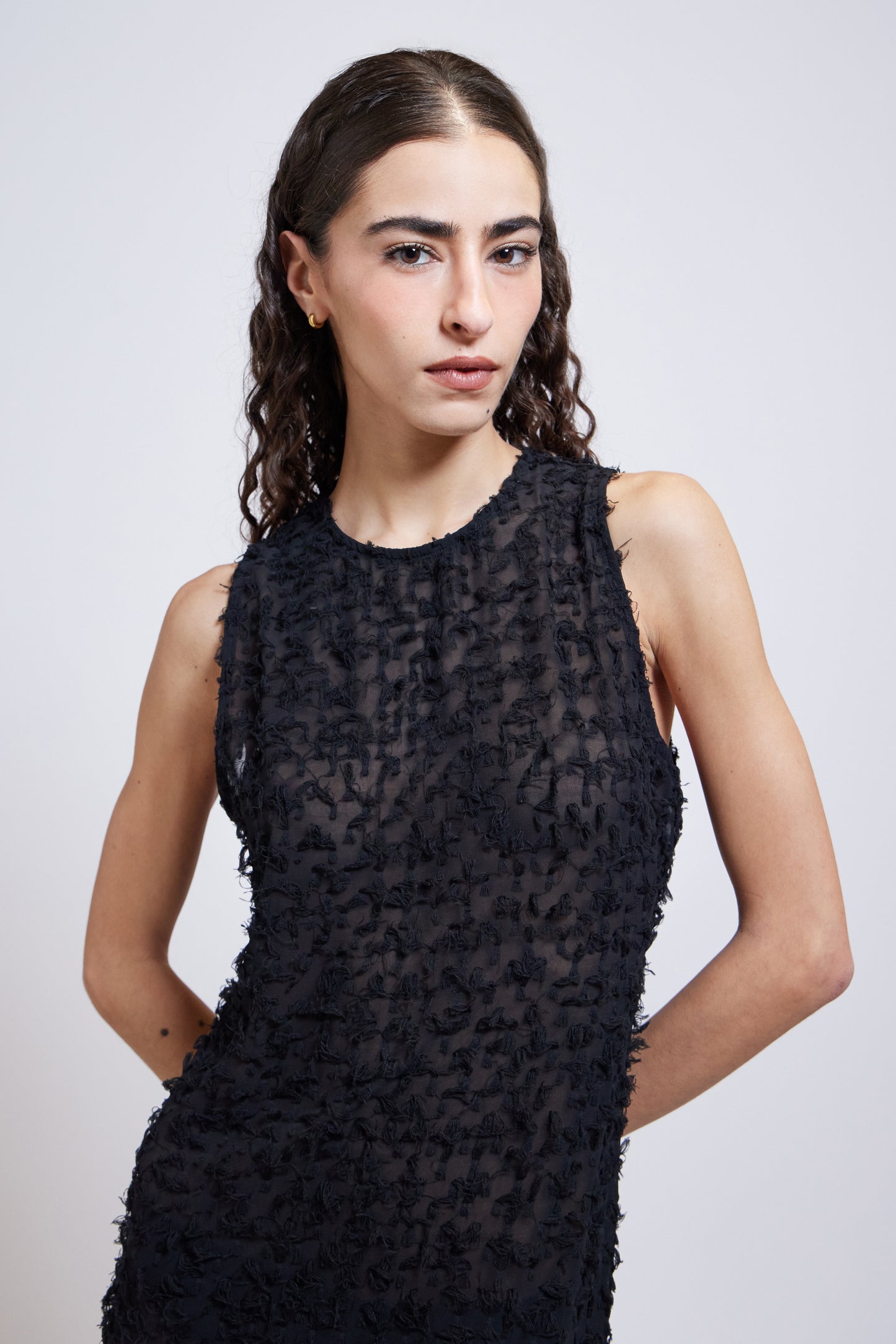 The Midnight Textured Sheer Dress