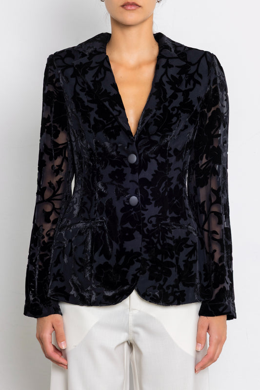 Velvet Printed Blazer