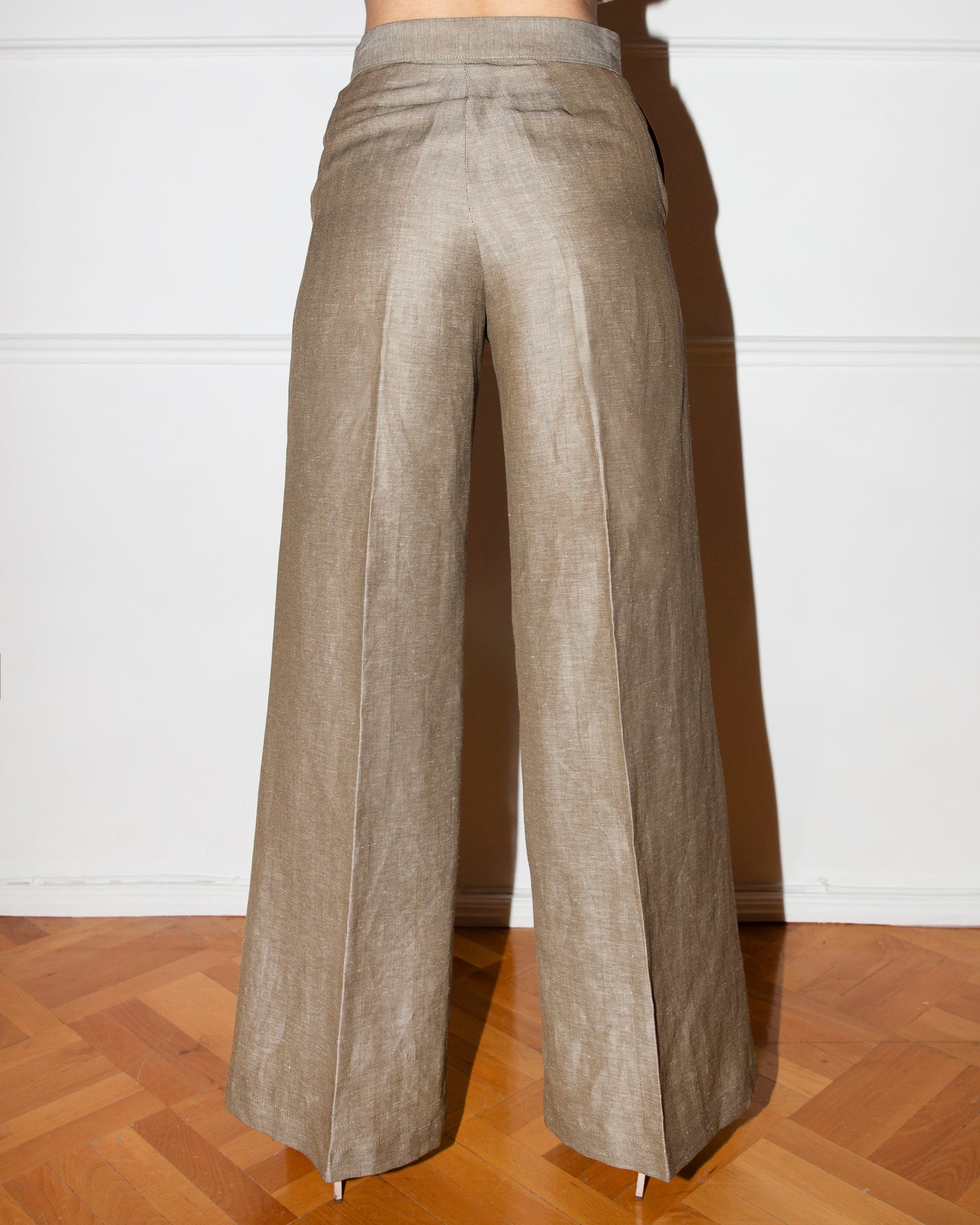 Linen pants with nubuck details in pockets - HYDESTUDIO